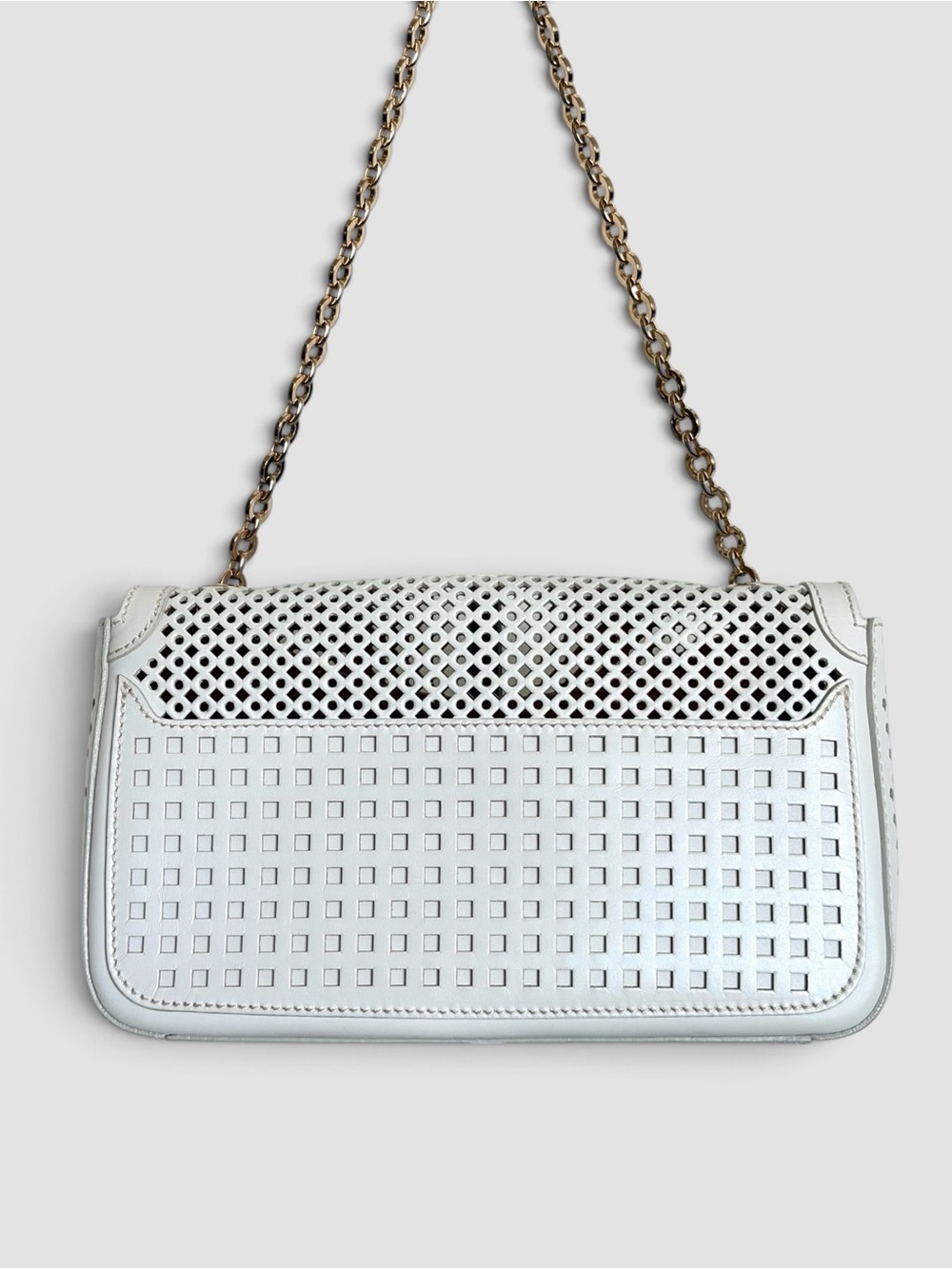 Salvatore Ferragamo Gancini Perforated Leather Chain Shoulder Bag - Picture 3 of 15